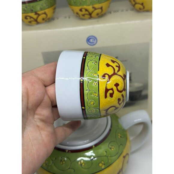 VTG PIER 1 EARTHENWARE & Pacific Rim Ceramic Lemon Tea Pot & 4 Mugs - Picture 8 of 8